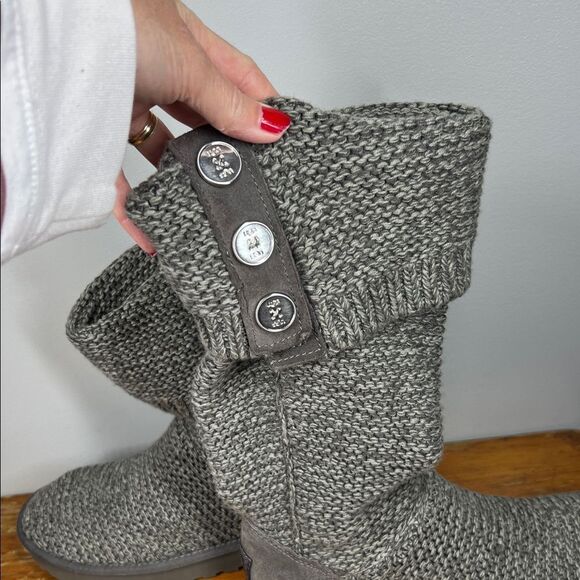 UGG Charcoal Knit Boots with Button Accents - Picture 2 of 7